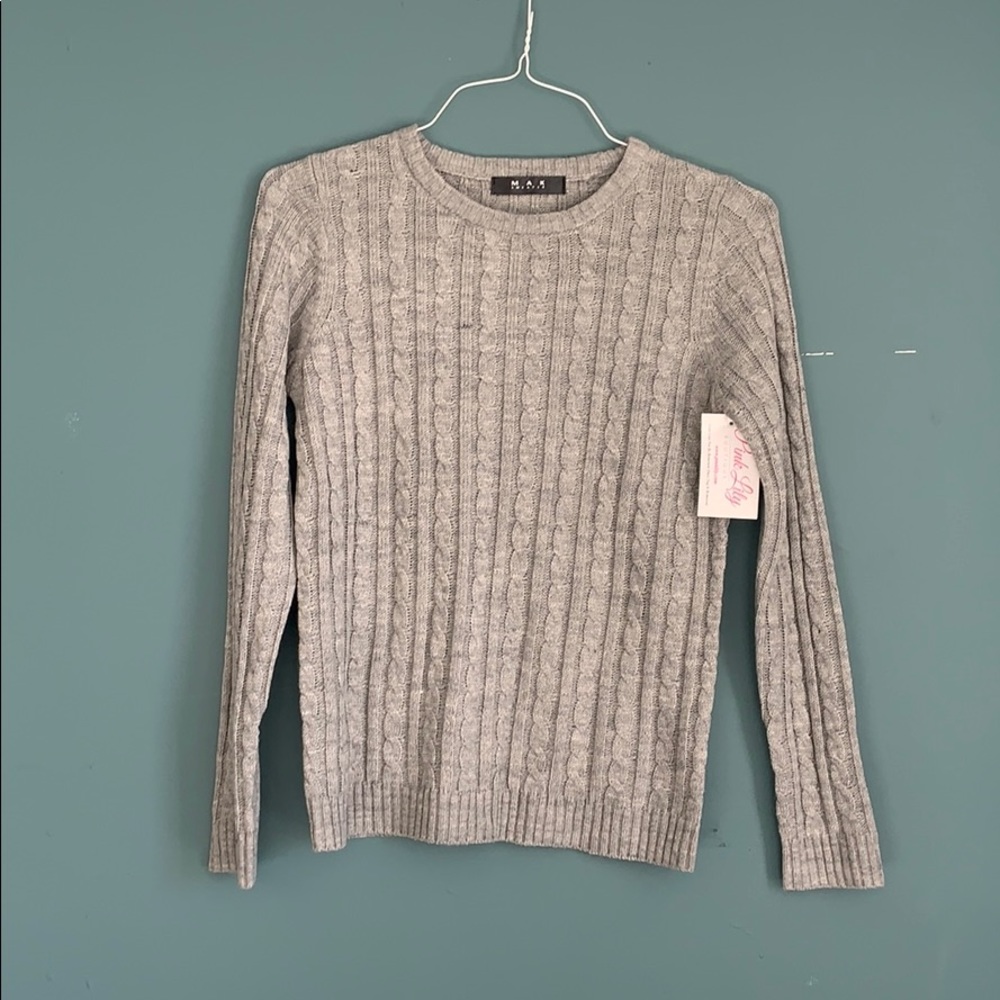 Gray MAK Sweater from Pink Lily Boutique